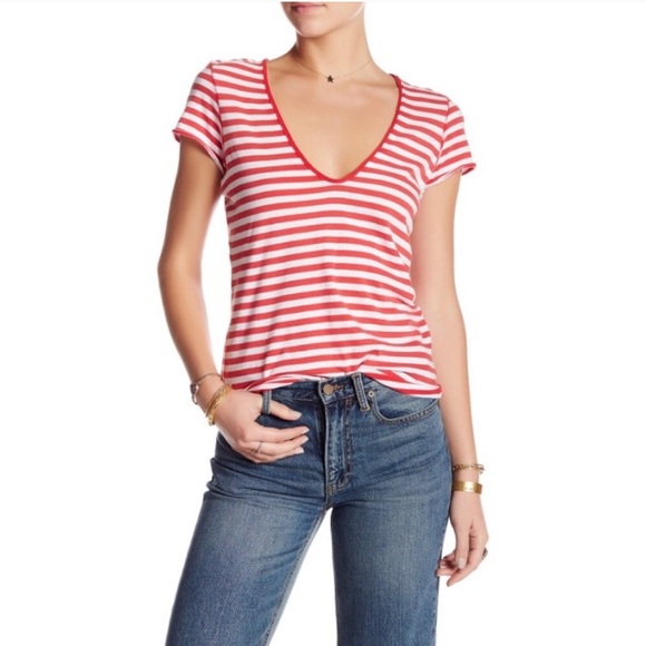 Free People Tops - NWT Free people we the free striped v neck tee